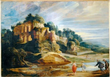 Landschaft mit den Ruinen des Palatin-Hügels in Rom